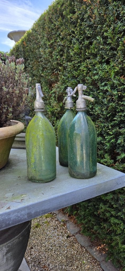 3x glazen sodafles groen decoratief, Enlèvement