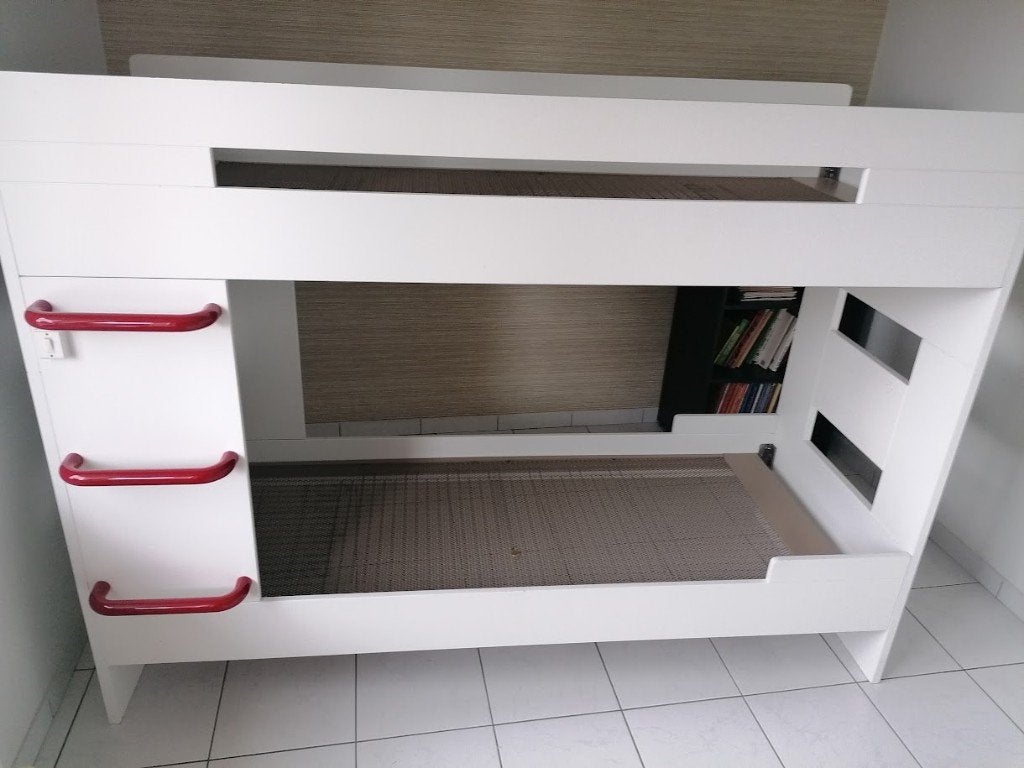 Stapelbed, Ophalen, 90 cm, Eenpersoons, Wit