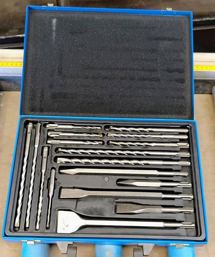 Boîte perceuse SDS plus 17 éléments et burin TopCraft, Enlèvement ou Envoi, Remplie, Neuf