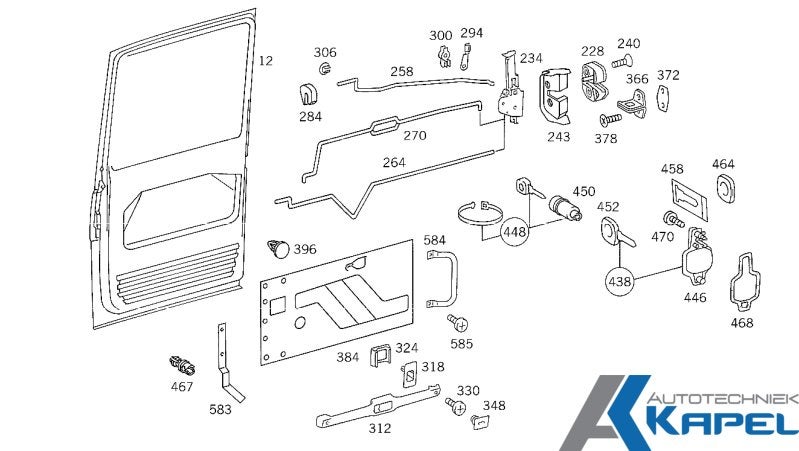 Schuifdeur onderdelen vario T2/LN1 - 234 Slot binnenkant, Nieuw