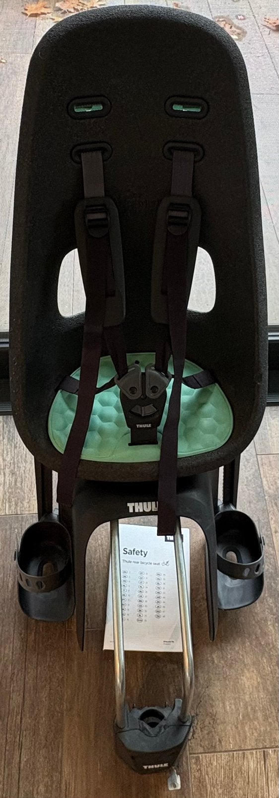 Thule Yepp Nexxt Maxi Fietsstoel Mint Green, Vélos & Vélomoteurs, Enlèvement, Utilisé, Siège arrière, Repose-pieds