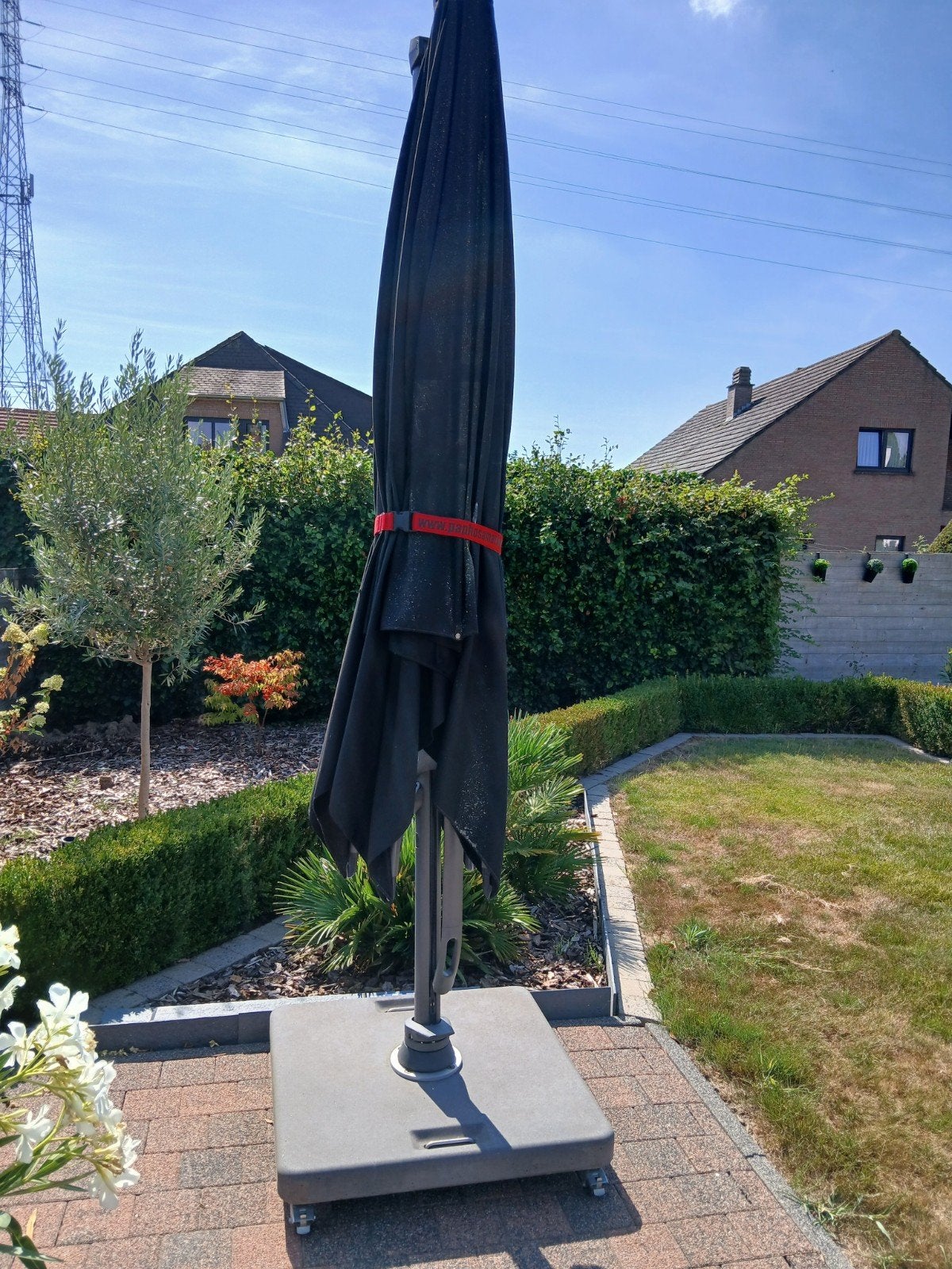 zwevende paraplu 3x3 meter met zware voet, Jardin & Terrasse, Enlèvement ou Envoi