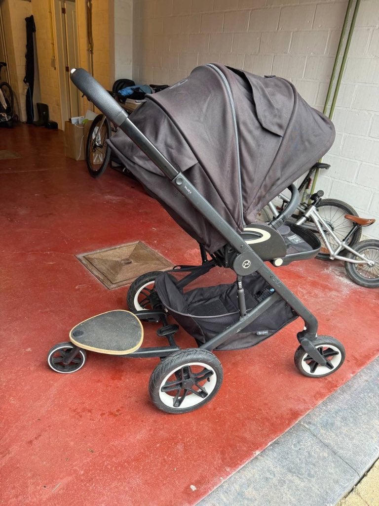 Poussette Cybex Priam + planche à roulettes Kid Board, Autres marques, Utilisé, Poussette, Tige de poussée réglable