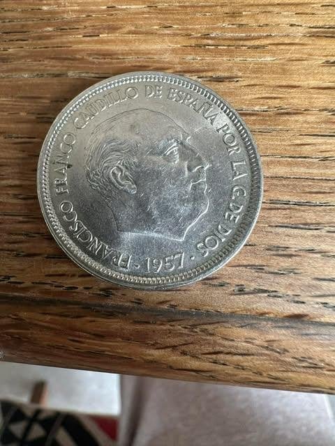 munt coin 50 Ptas 1957, Ophalen of Verzenden, Overige landen, Losse munt
