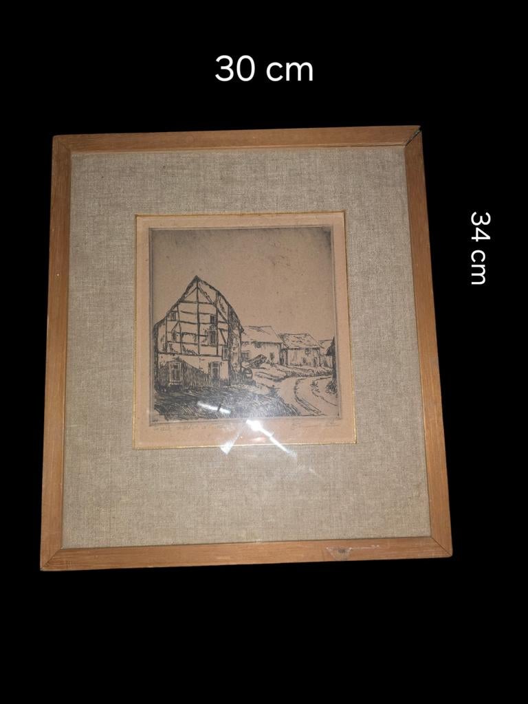 Oude lithografie oude molens, Ophalen of Verzenden