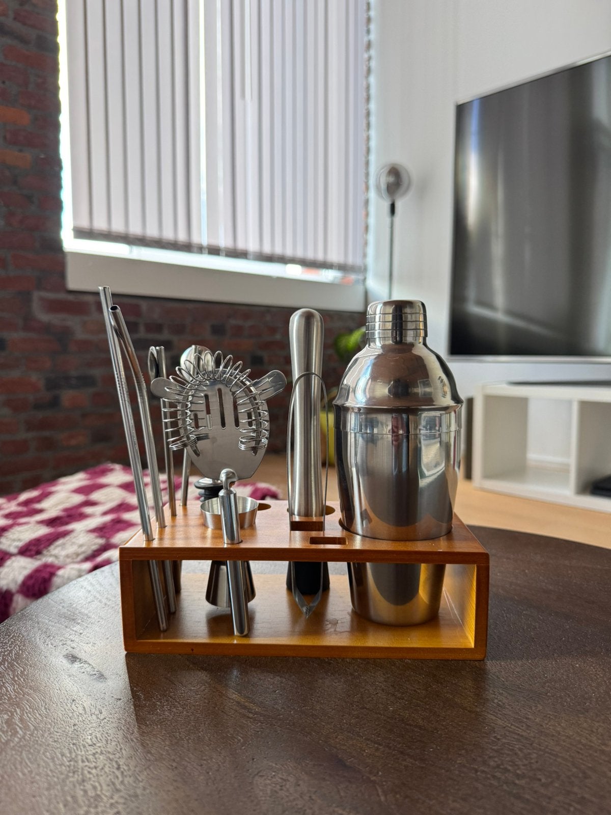 Cocktailset met houten houder, Maison & Meubles, Enlèvement, Comme neuf