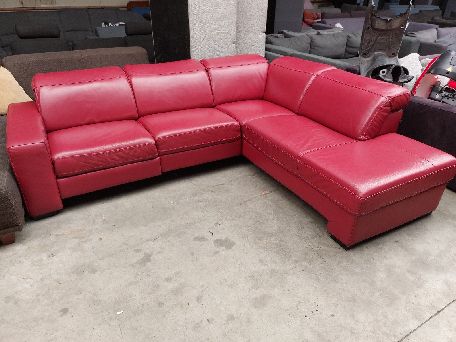 Hoekbank zetel salon rood, Huis en Inrichting, Ophalen, Leer