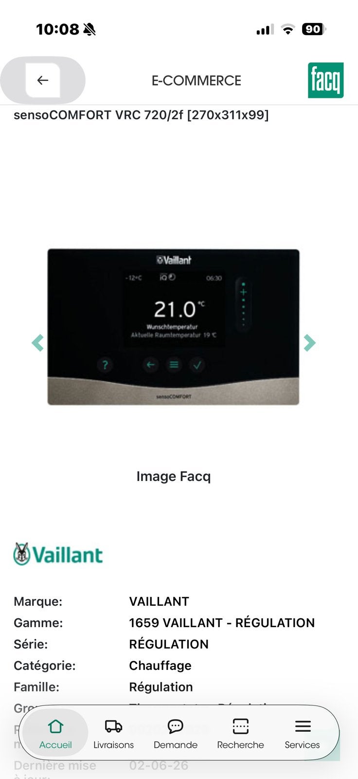 Thermostat sans fil vaillant vrc720f, Ophalen