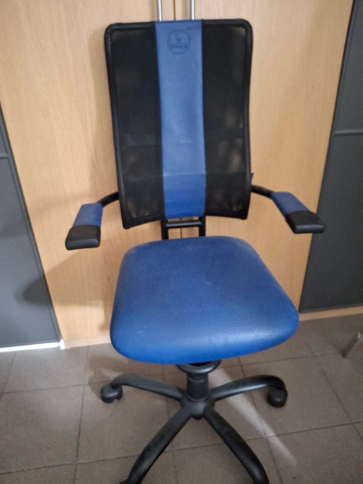bureaustoel, Ophalen, Blauw, Zo goed als nieuw, Bureaustoel