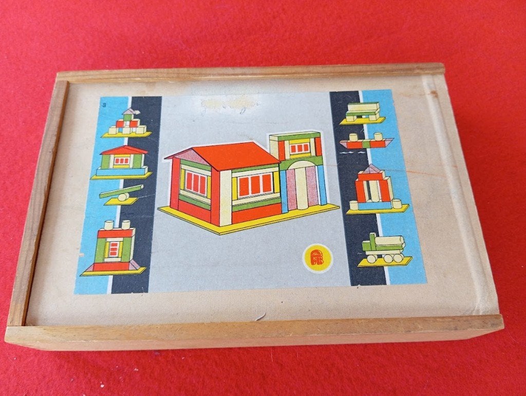 Jouets de construction : Blocs en bois, vintage 60'S, Enlèvement ou Envoi, Utilisé