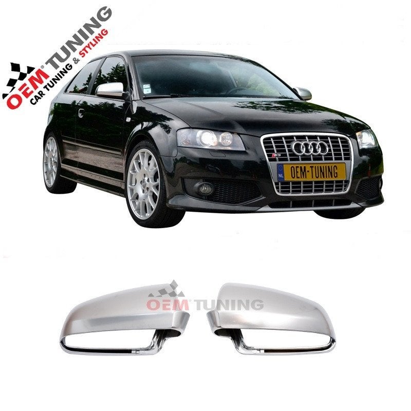 Spiegelkappen geschikt voor A3 S3 | Mat Alumunium | 03-08 |, Auto-onderdelen, Deur, Nieuw, Voor, Audi