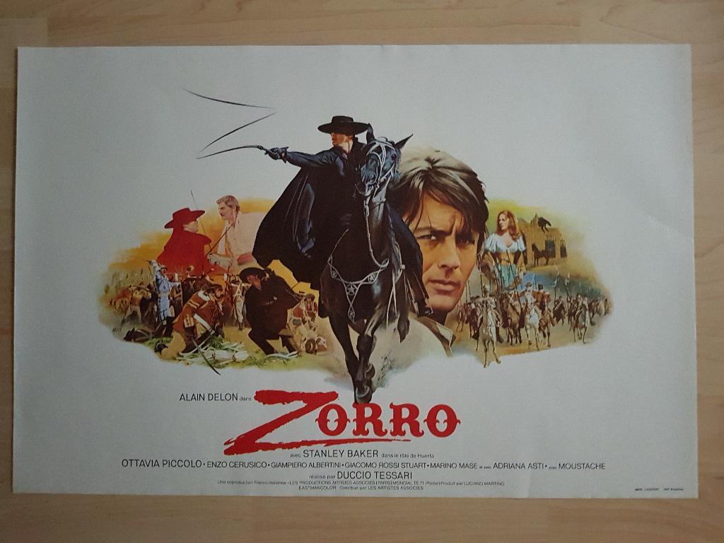 filmaffiche Alain Delon Zorro 1975 cinema poster filmposter, Rechthoekig Liggend, Ophalen of Verzenden, Zo goed als nieuw, A1 t/m A3