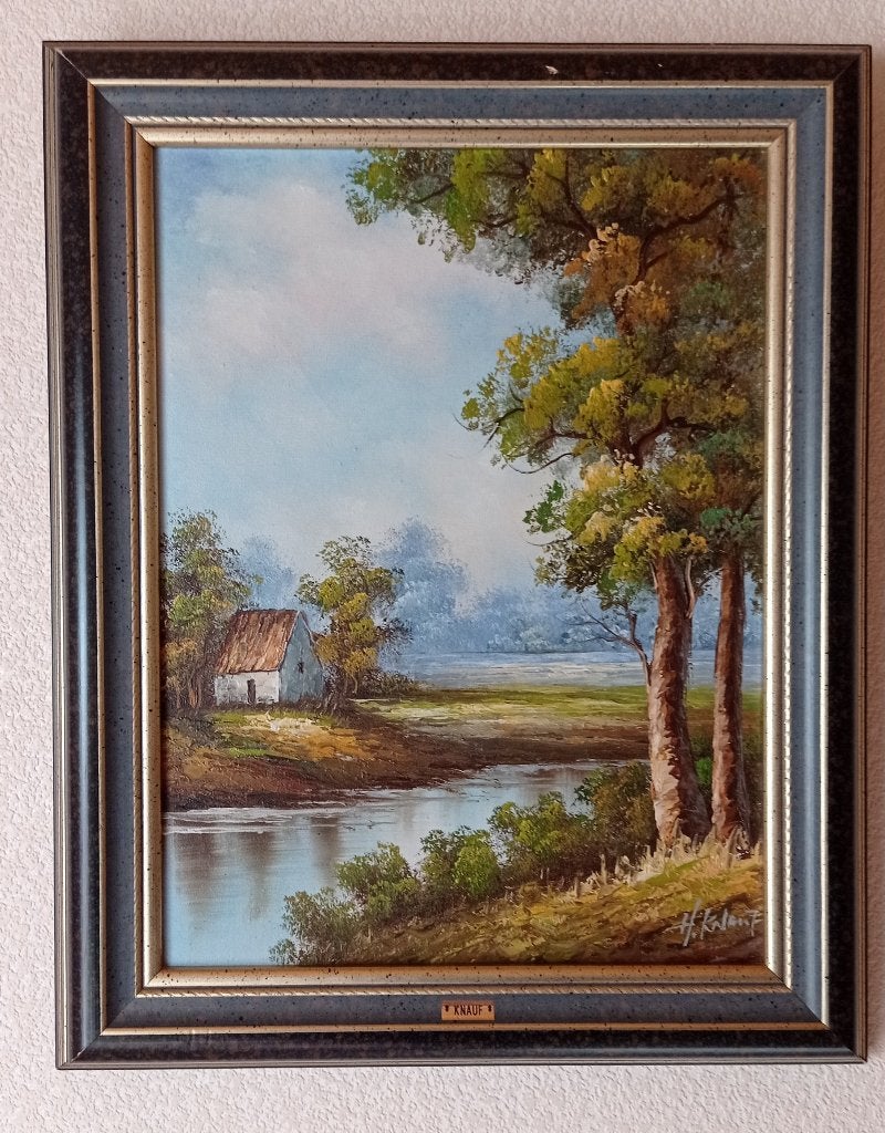 Schilderij van Henner Klauf, Doek, Ophalen of Verzenden, Gesigneerd, Landschap