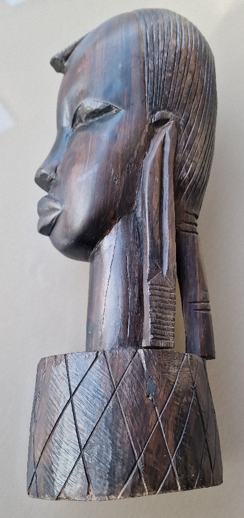 Buste in massief eboniet, Antiek en Kunst, Buste, Handgemaakt, Ophalen of Verzenden, Hout