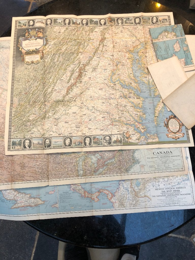 8 Landkaarten jaren '30 National Geographics, Livres, Atlas & Cartes géographiques, Enlèvement ou Envoi