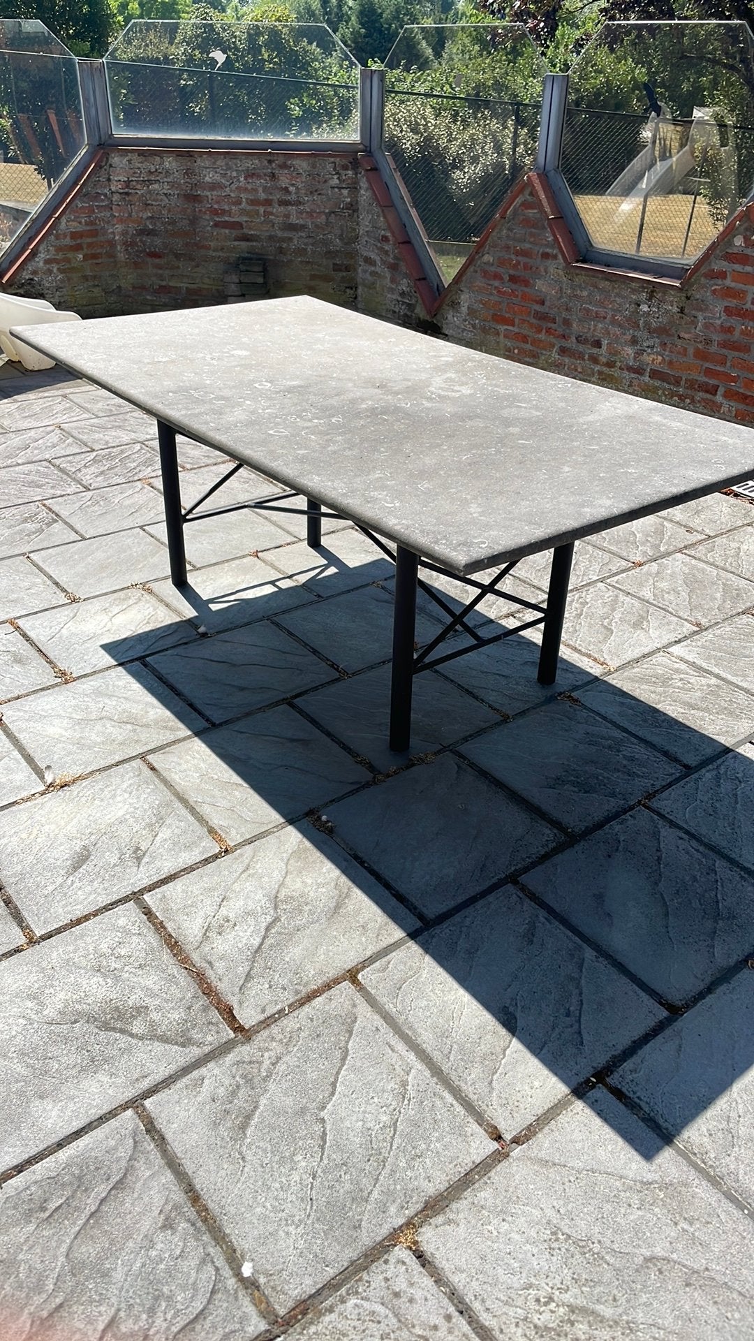 Gratis granieten tuintafel, Ophalen, Gebruikt, Rechthoekig