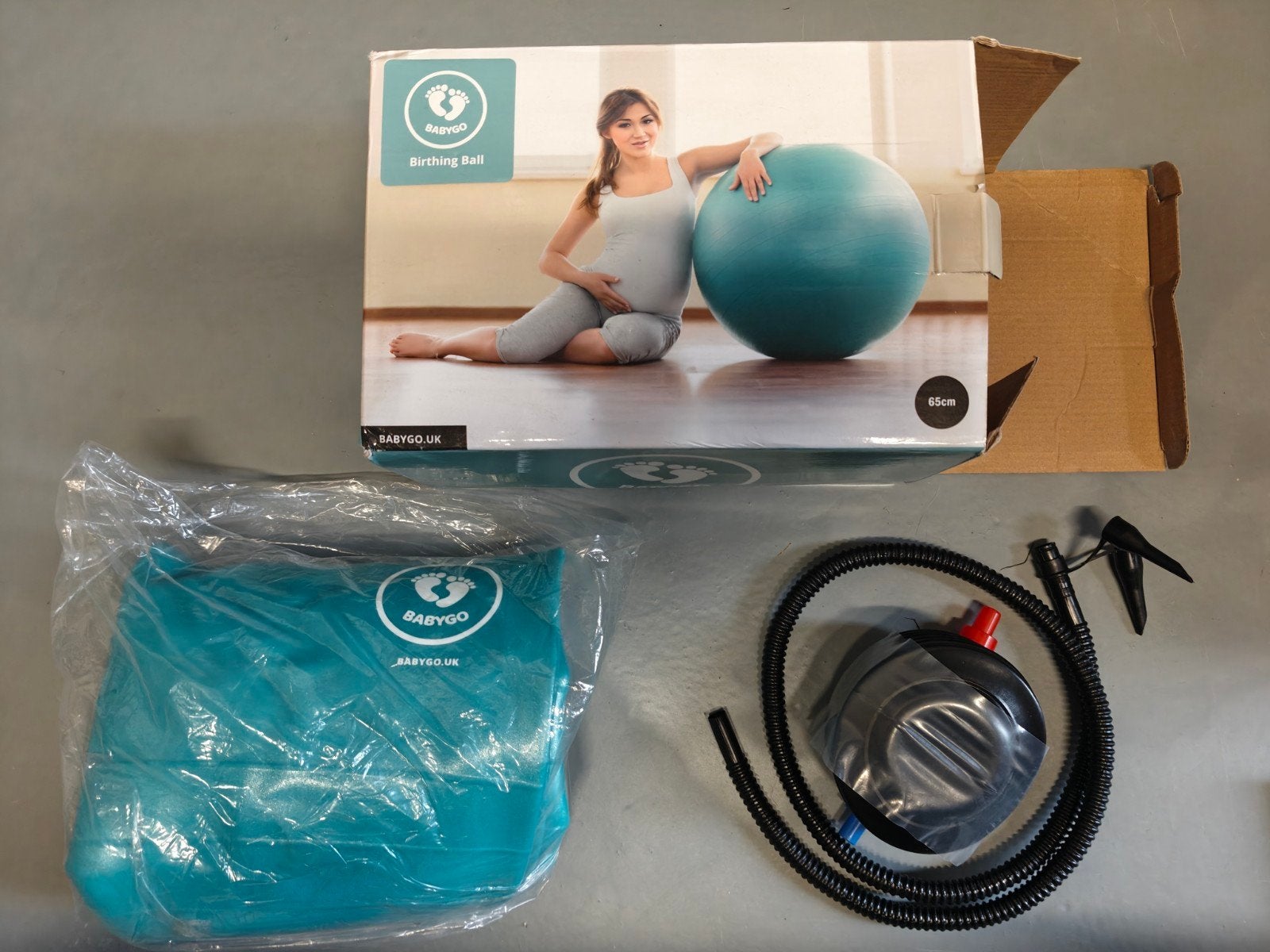 Zwangerschaps yogabal Fitnessbal zwangerschap 65 cm Turqoise, Sports & Fitness, Enlèvement ou Envoi, Comme neuf, Synthétique, Autres types