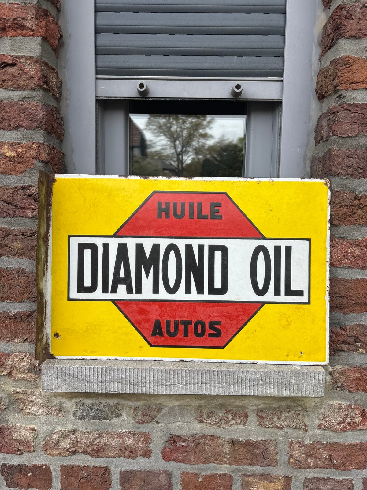 Emaille Diamond oil, Ophalen of Verzenden, Zo goed als nieuw, Reclamebord