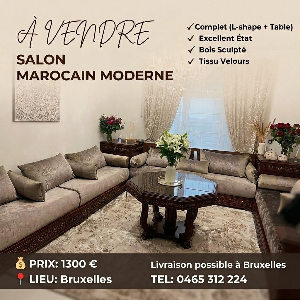 Salon marocaine, Maison & Meubles, Enlèvement, Comme neuf, Bois, Salon marocaine forme U