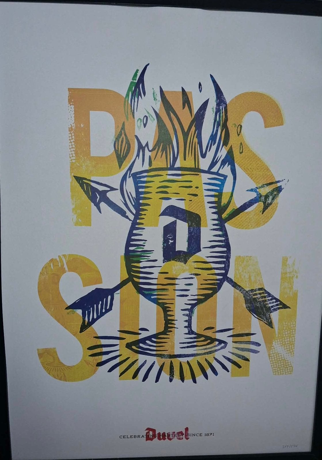 Duvel kader passion, Antiek en Kunst, Kunst | Litho's en Zeefdrukken, Ophalen