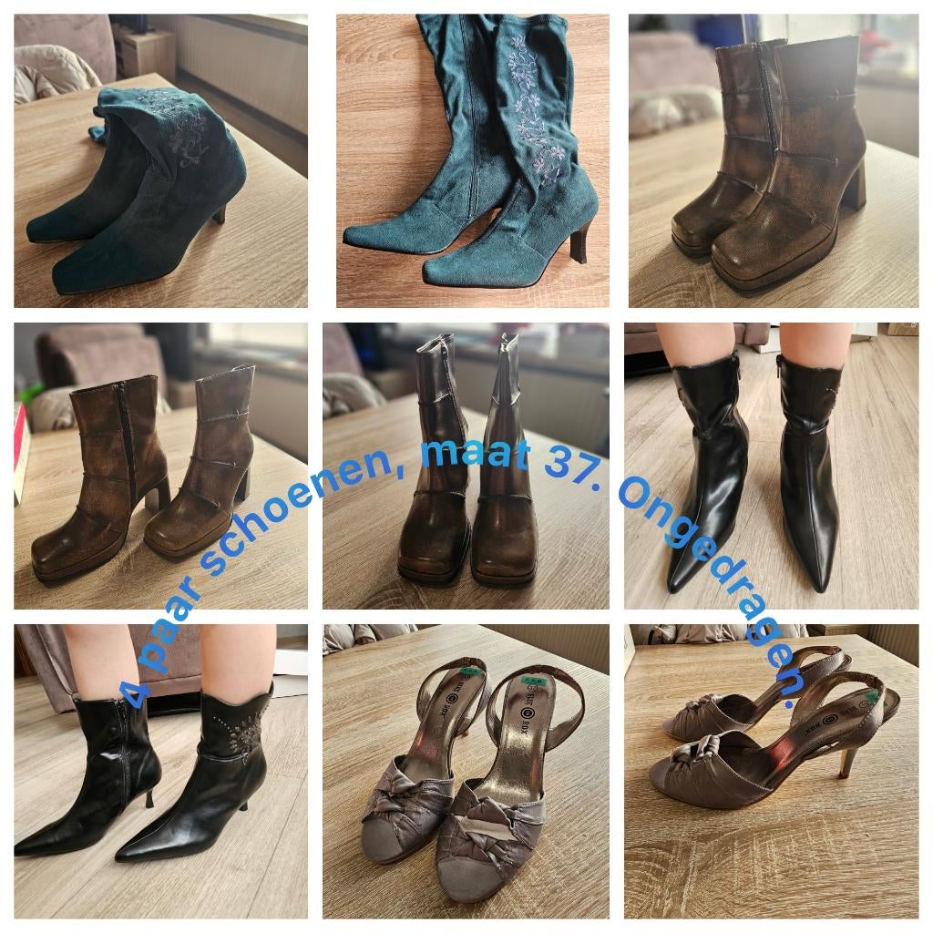4 paar Damesschoenen maat 37 ongedragen, Kleding | Dames, Ophalen of Verzenden, Zo goed als nieuw, Lage of Enkellaarzen
