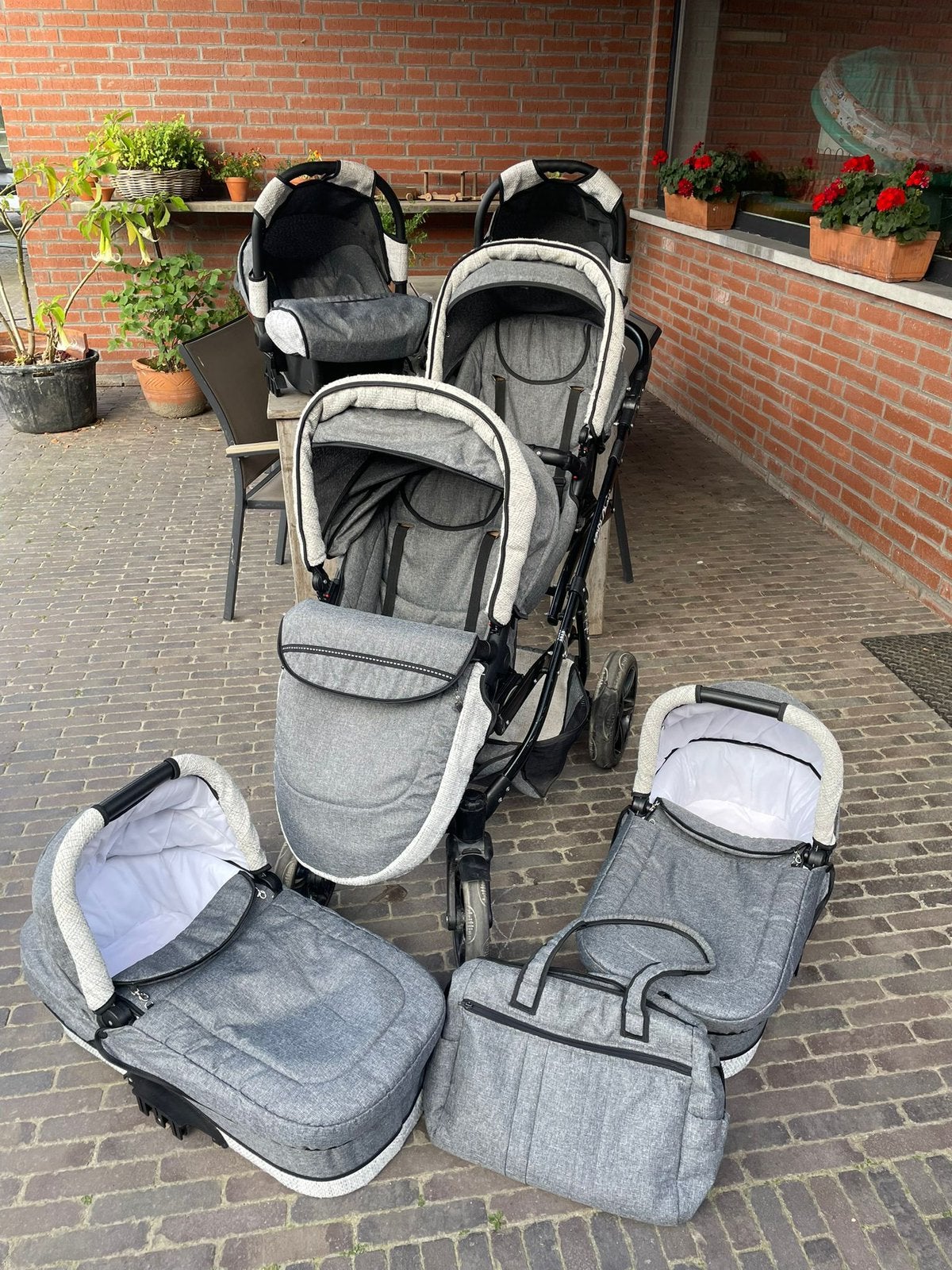Complete 3 in 1 kinderwagen tweeling, Combiwagen, Ophalen, Overige merken, Luchtbanden