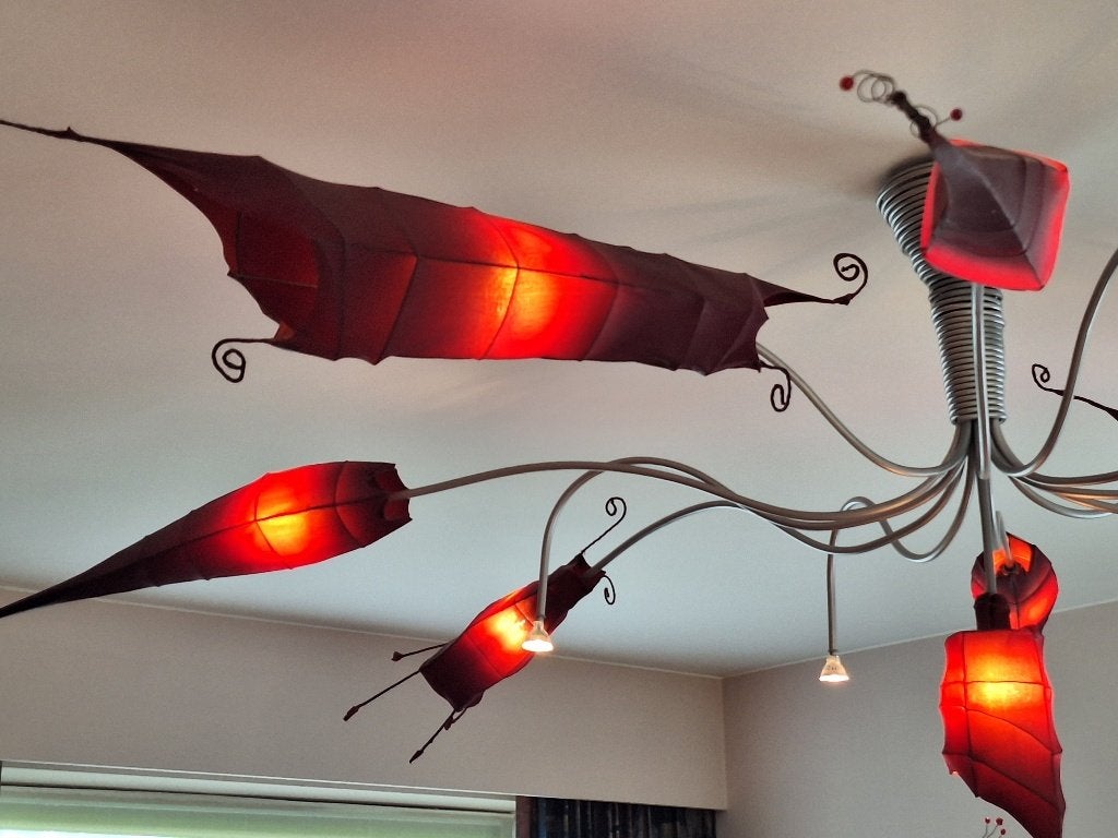 Plafond lichtarmatuur van kunstenaar Marc De Corte, Ophalen, Rood, Design, Inclusief lichtbron