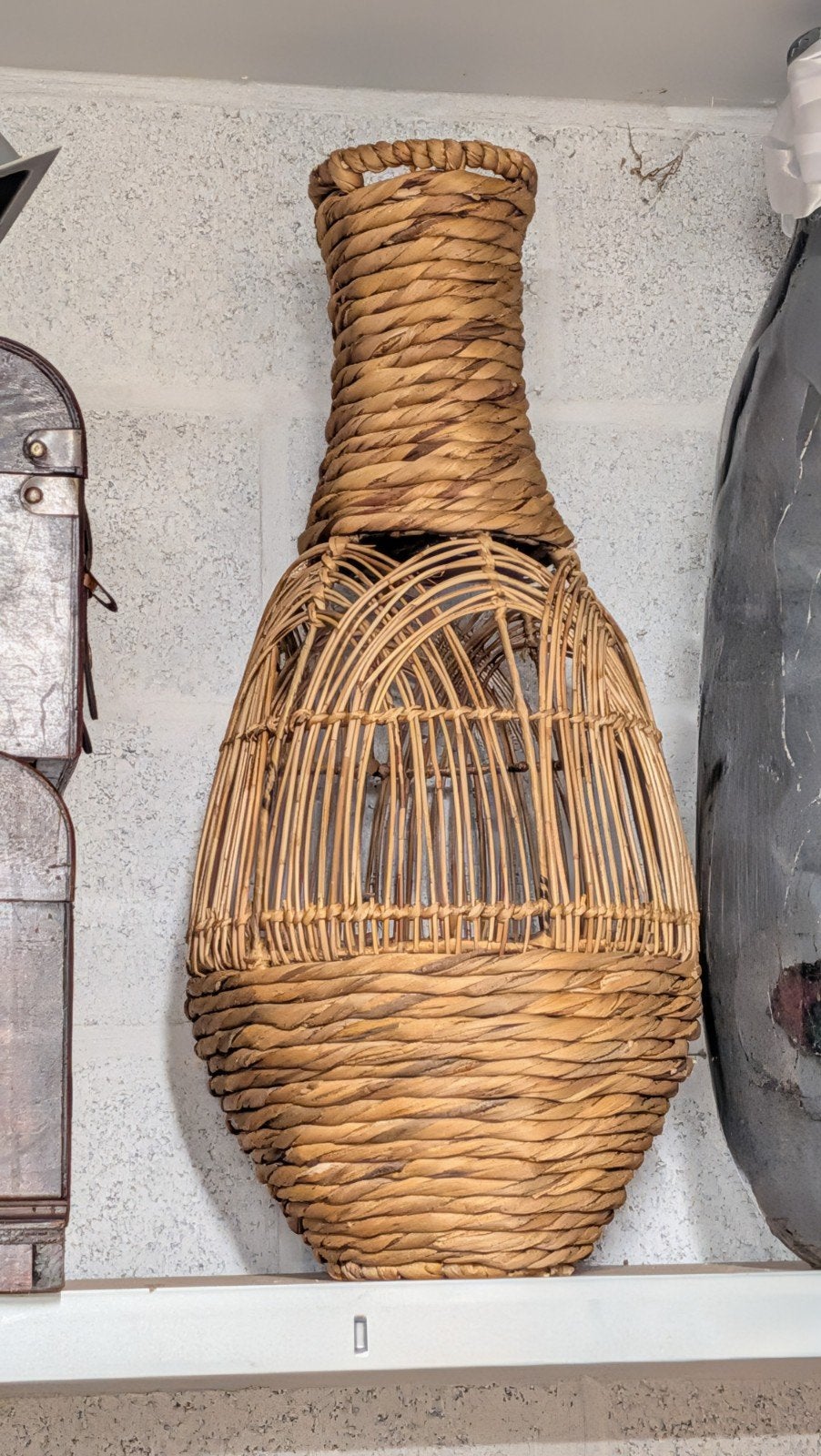 Vase en rotin boho, Huis en Inrichting, Ophalen, Nieuw, Beige, 60 cm