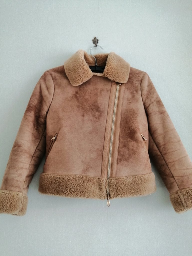 magnifique veste d'hiver en cuir véritable, taille 8 ans, Enlèvement ou Envoi, Comme neuf, Fille, Manteau