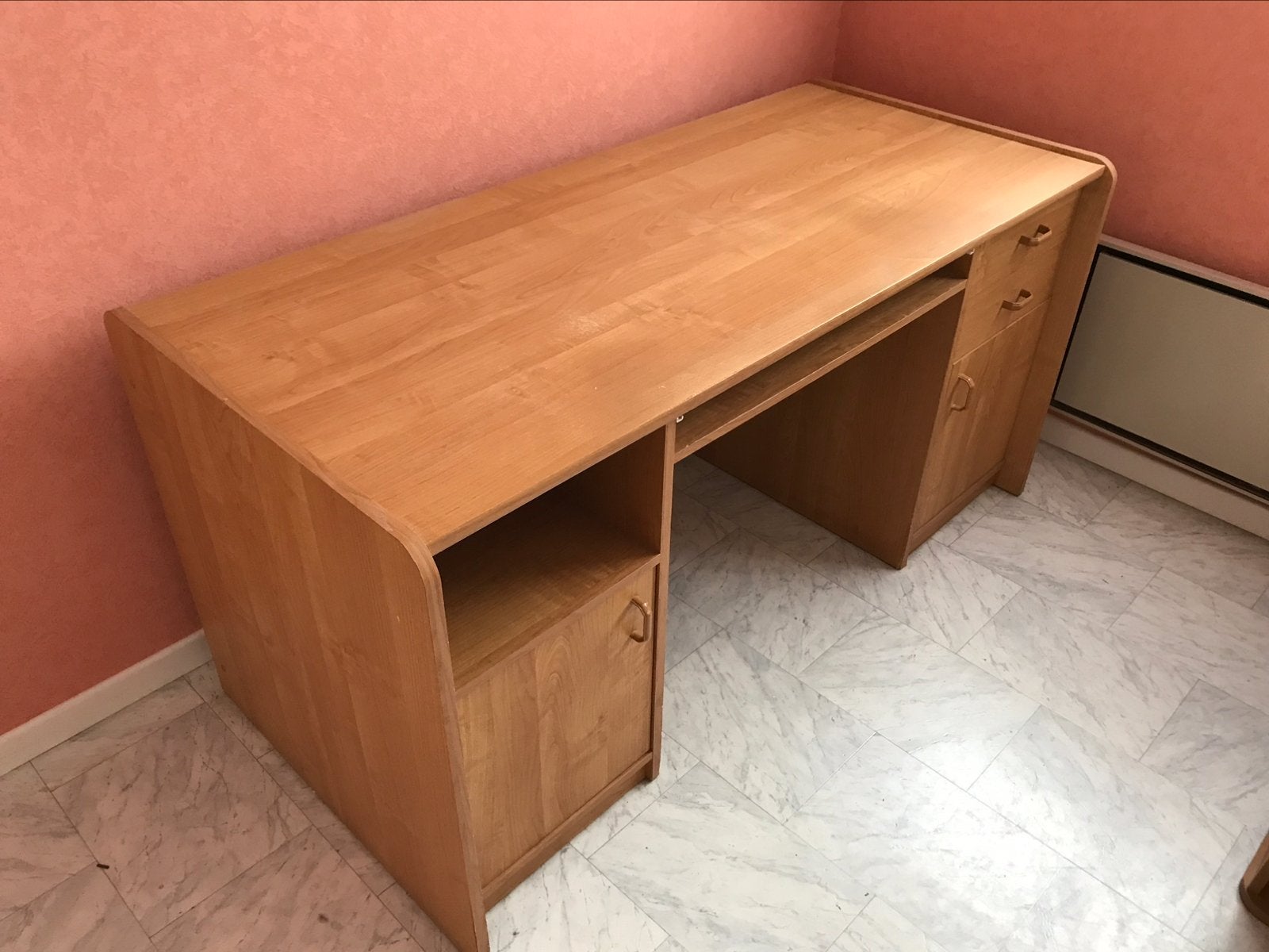 Bureau 2 portes avec 2 tiroirs + support pour imprimante, Enlèvement, Utilisé