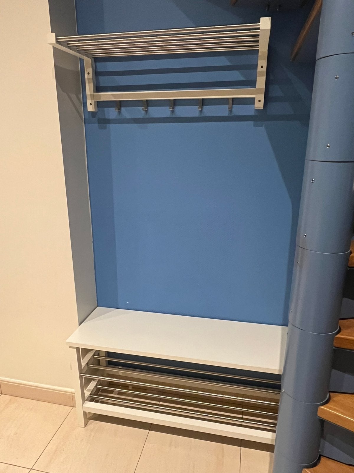 Wandrek & schoenenrek wit, Huis en Inrichting, Woonaccessoires | Kapstokken, Gebruikt, Minder dan 100 cm, Hout, Ophalen