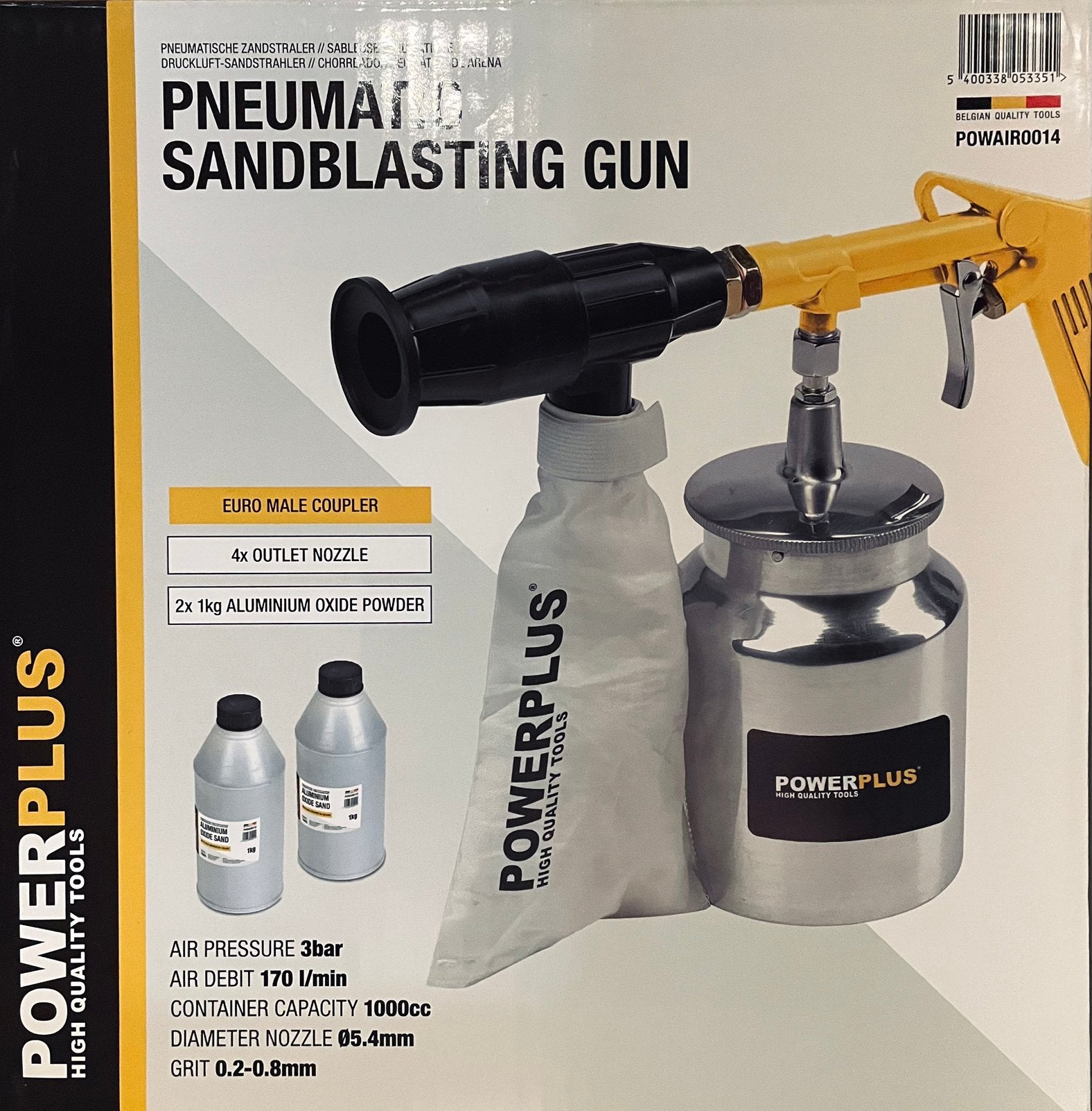 Nieuw Powerplus Pneumatisch Zandstraalpistool + toebehoren, Doe-het-zelf en Bouw, Ophalen, Zo goed als nieuw