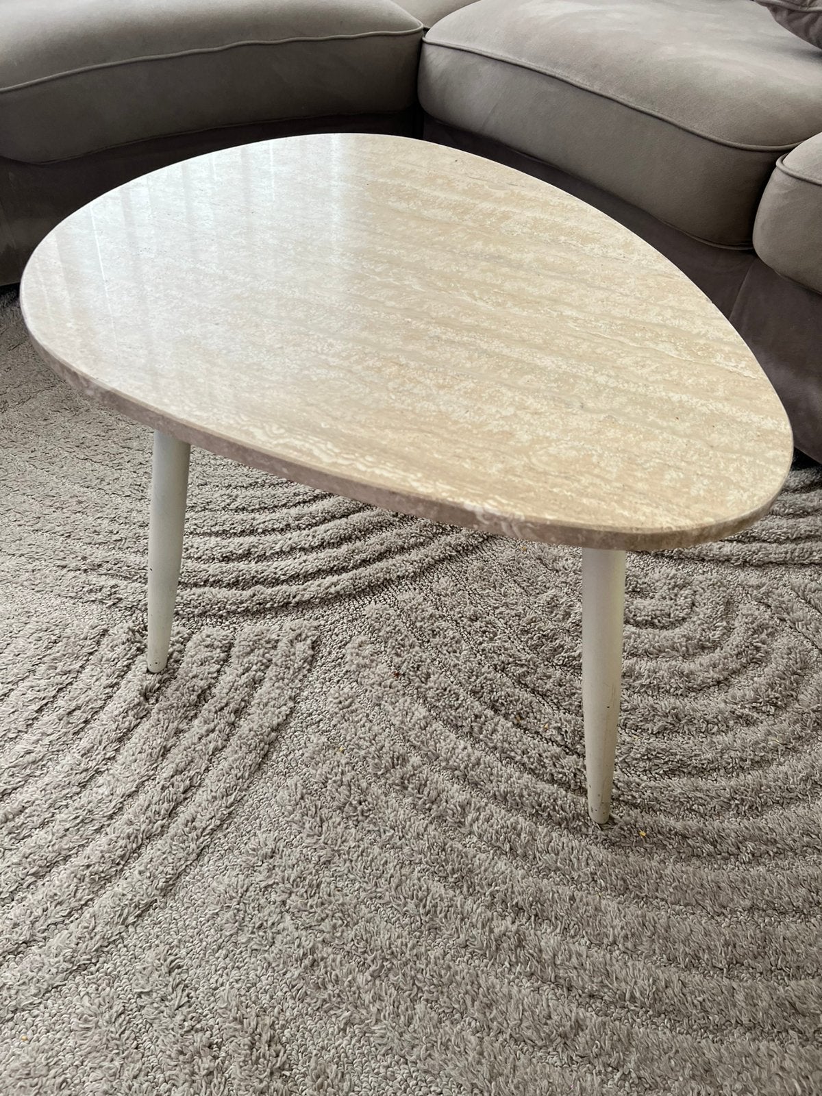 salontafel van Crema Marfil marmer, Ophalen, Zo goed als nieuw