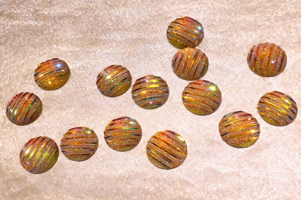 14 Cabochons holografisch glitter met strepen, Hobby en Vrije tijd, Ophalen of Verzenden, Nieuw, Overige typen