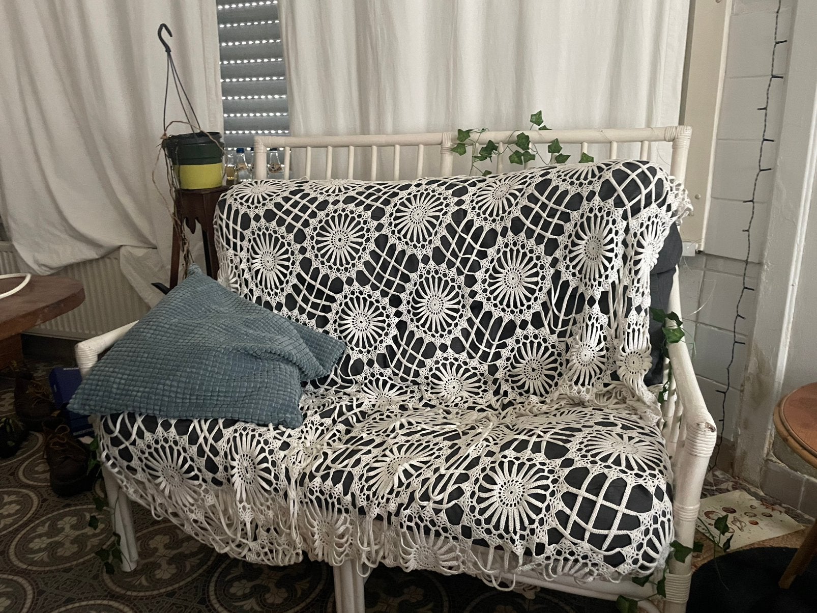 Rotan zetel, Huis en Inrichting, Ophalen, Gebruikt, Tweepersoons, Rechte bank