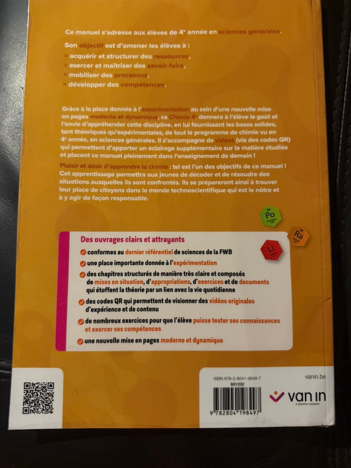 Chimie 4 éme  de boeck, Livres, Enlèvement ou Envoi, Comme neuf, Chimie