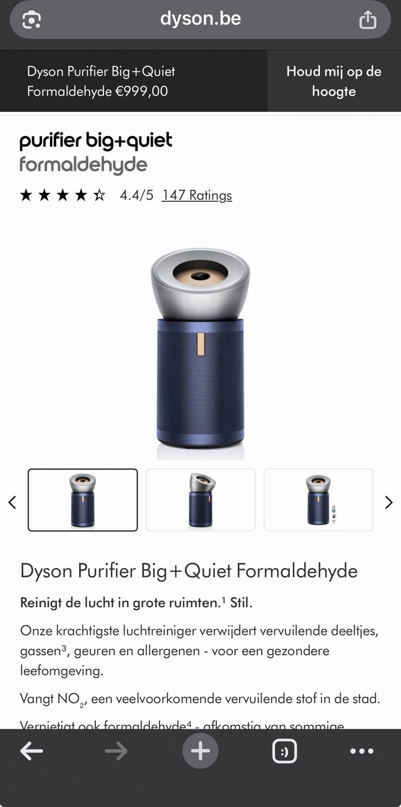 Dyson Purifier Big+quiet formaldehyde, Electroménager, Équipement de traitement de l'air, Enlèvement ou Envoi, Neuf