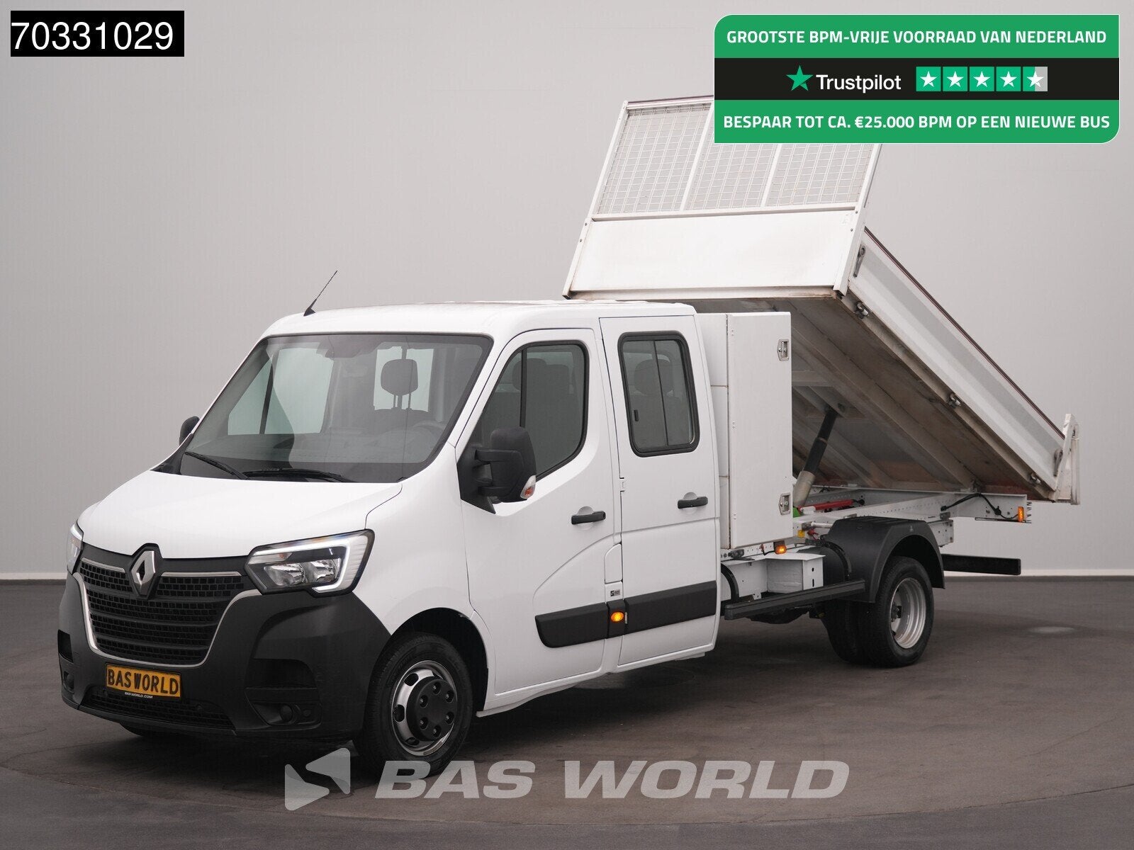 Renault Master 130PK Dubbel Cabine Kipper met Kist Dubbelluc, Auto's, Bestelwagens en Lichte vracht, Stof, Euro 6, 4 cilinders