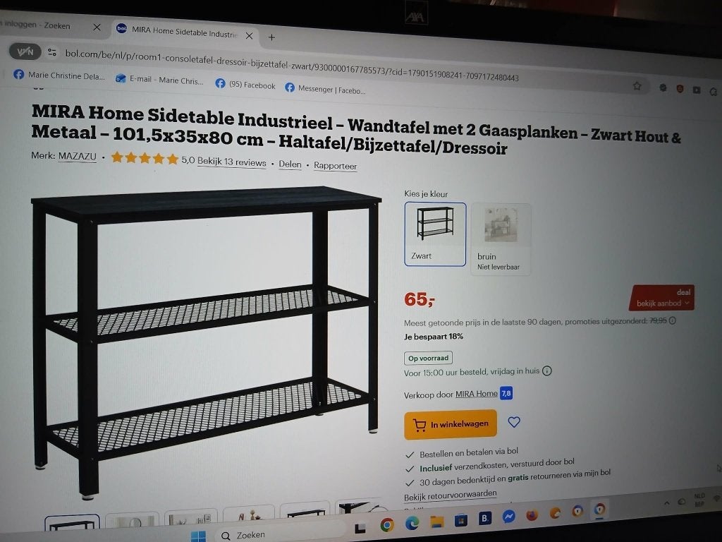 zwarte muurtafel, Ophalen, Zo goed als nieuw