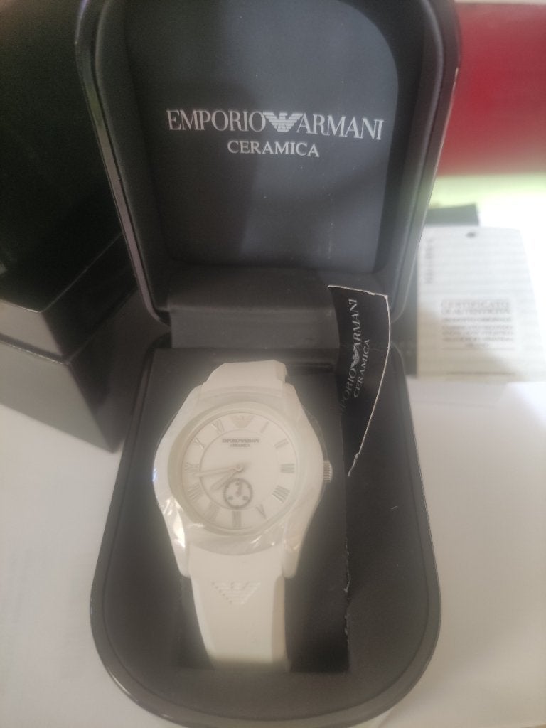 Emporio Armani Ceramica AR1433, Handtassen en Accessoires, Overige materialen, Polshorloge, Nieuw, Kunststof