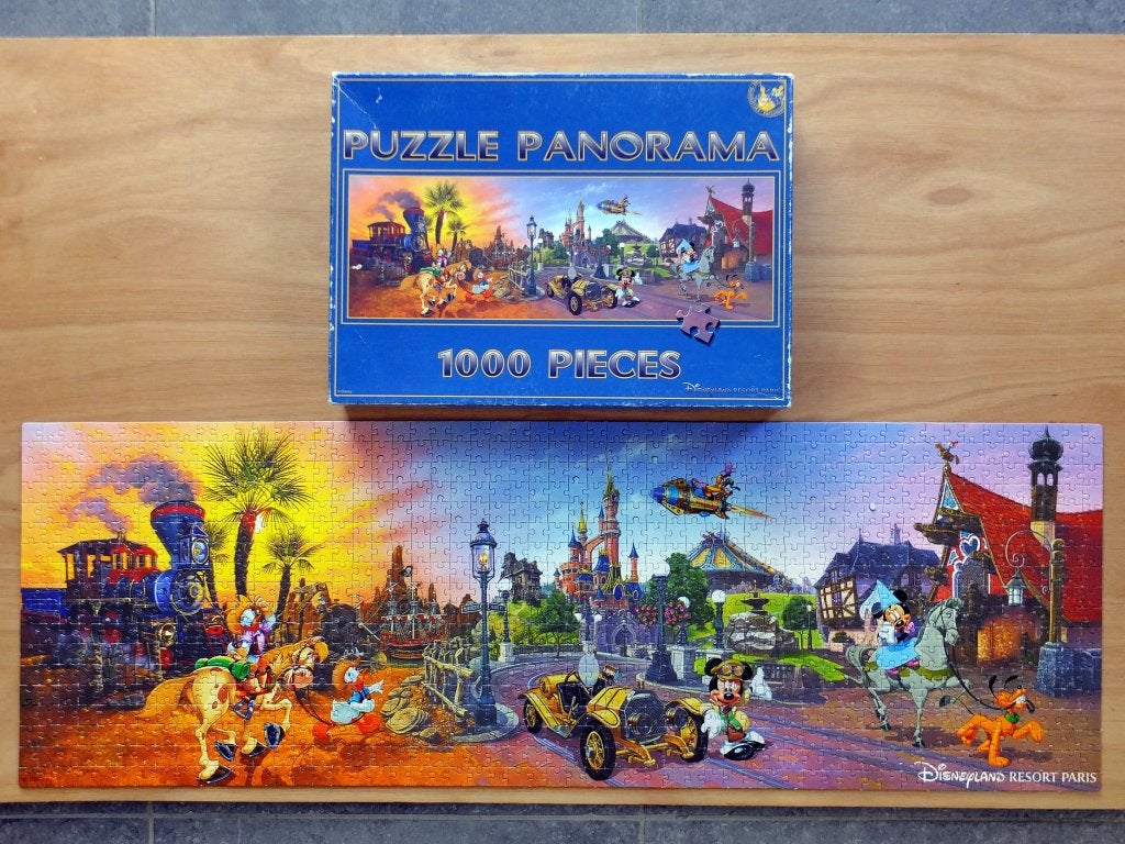 Puzzle 1000 pièces Clementoni - Panorama Disneyland Paris, Enlèvement ou Envoi, 500 à 1500 pièces, Utilisé, Puzzle