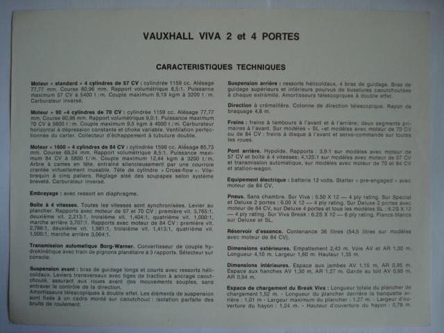 Vauxhall Viva spécifications 1968 Brochure Catalogue, Verzenden, Zo goed als nieuw, Opel