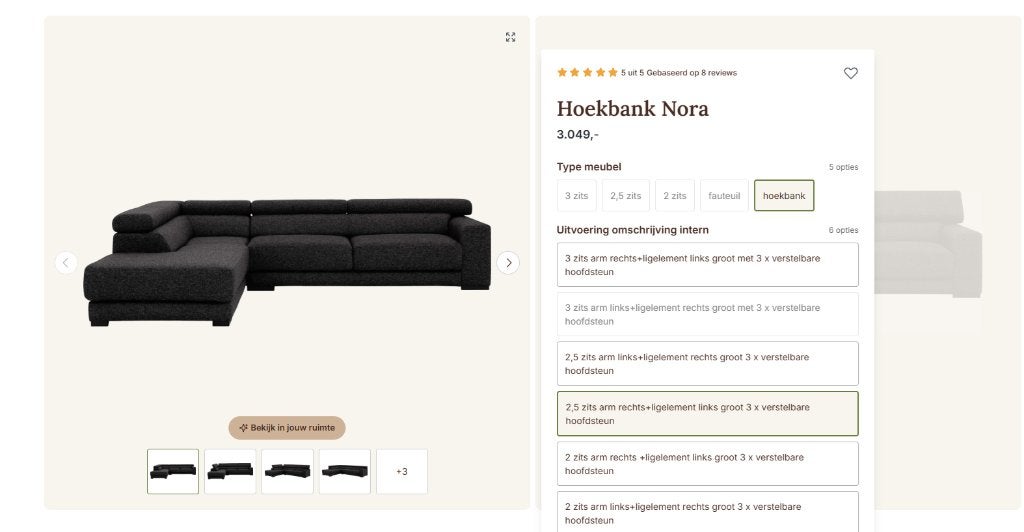 Hoekbank Nora (Goossens) met voetenbank Nora, Huis en Inrichting, Zetels | Zetels, Ophalen, Gebruikt, Hoekbank, Modern