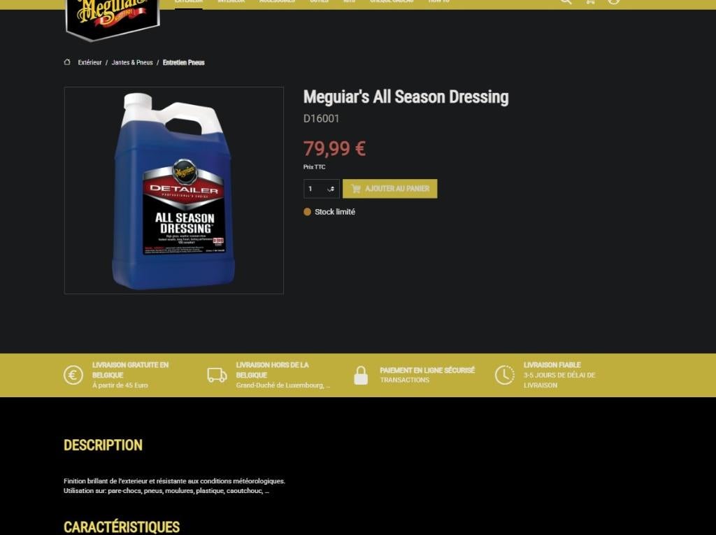 2x Meguiar's All Season Dressing 3,78L - Neuf -30%, Enlèvement ou Envoi