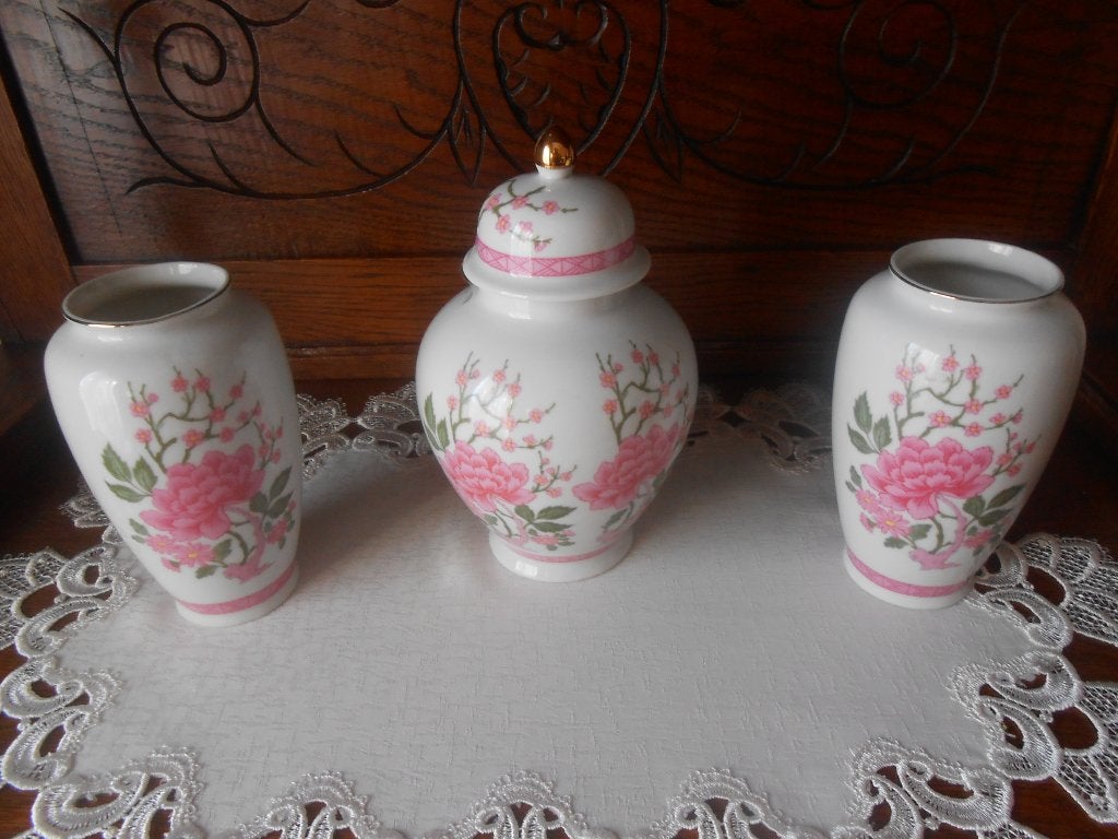 Vintage vaasjes en potje met deksel., Antiquités & Art, Enlèvement ou Envoi
