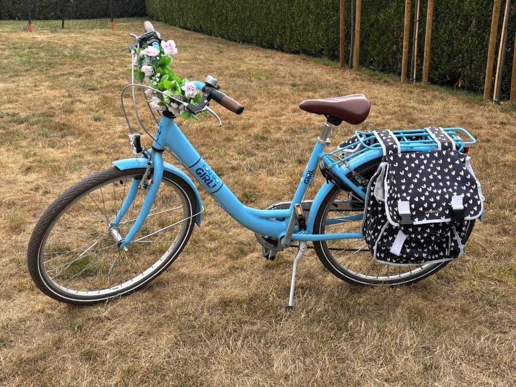 You go Girl 26" meisjesfiets - blauw + fietszakken, Gebruikt, Velgrem, Handrem, Ophalen