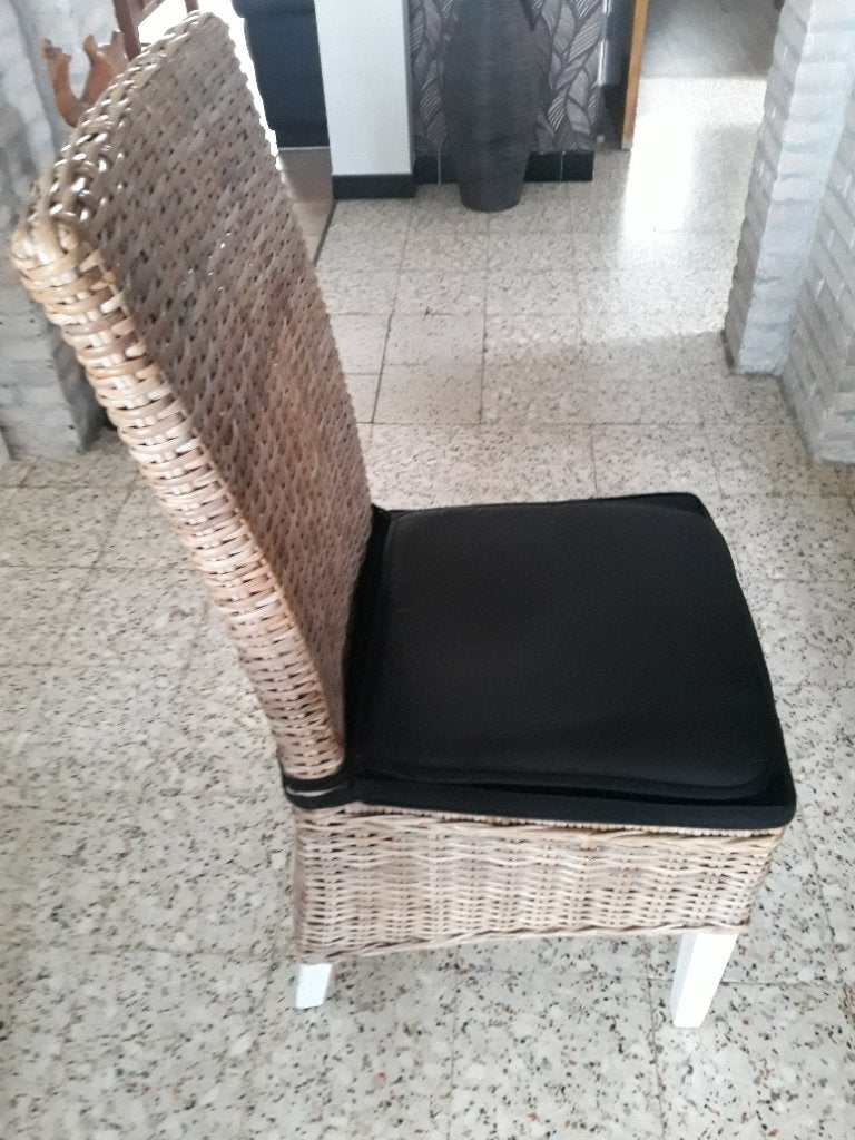 Ensemble 6 chaises rotin avec coussins, Maison & Meubles, Enlèvement, Noir