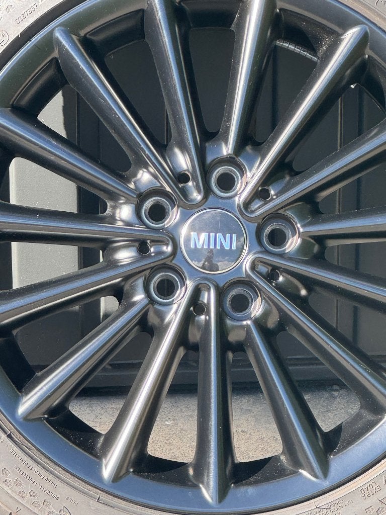 John Cooper Works 17” Mat zwart Wielset met winter banden, Ophalen, Gebruikt, 17 inch, Band(en)