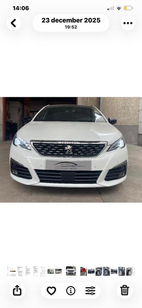 Peugeot 308 GT Line Benzine  1.2 l Bouwjaar 2018 automaat, Auto's, Automaat, Wit, Leder, Break