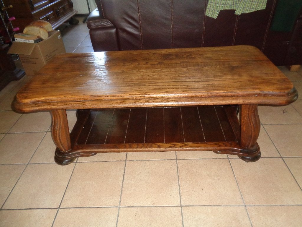 Table basse en chêne 136 x 64 x 46 cm, Antiek & klassiek, 100 à 150 cm, Enlèvement, Utilisé